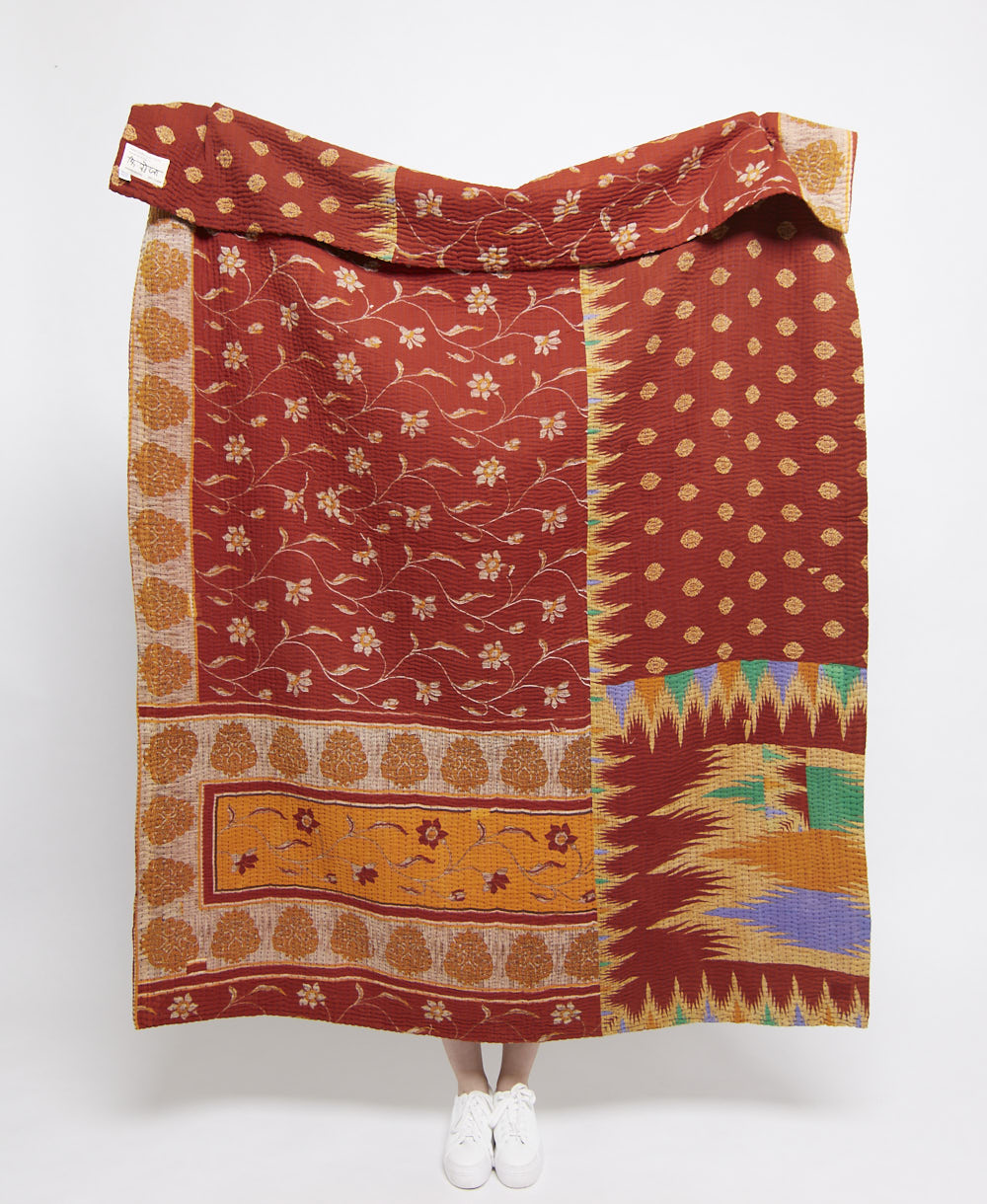 Artisan made kantha quilt throw