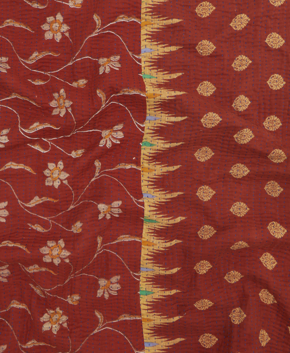 Kantha quilt throw made of recycled vintage saris