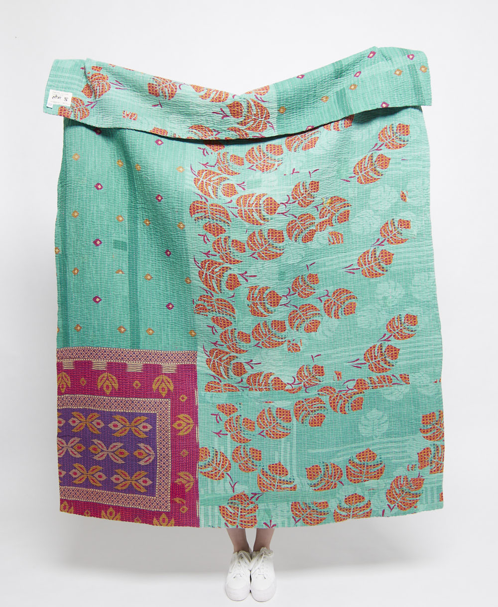 Artisan made kantha quilt throw