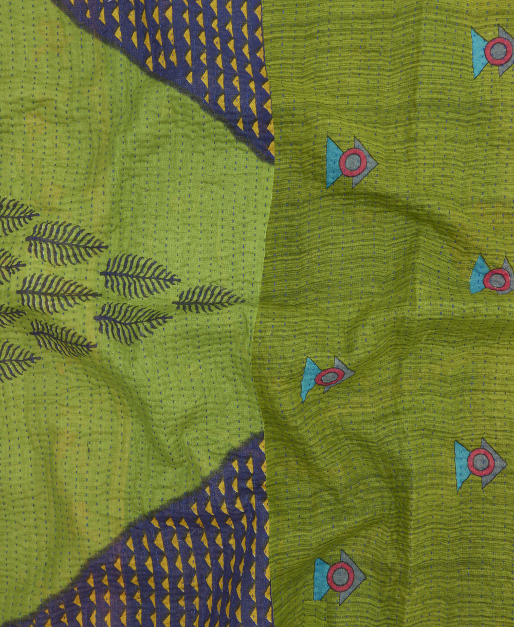 Kantha quilt throw made of recycled vintage saris