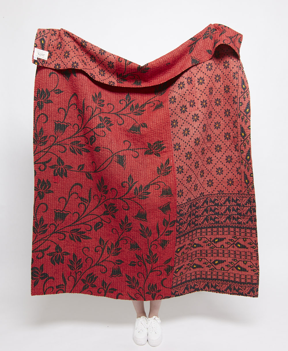 Artisan made kantha quilt throw