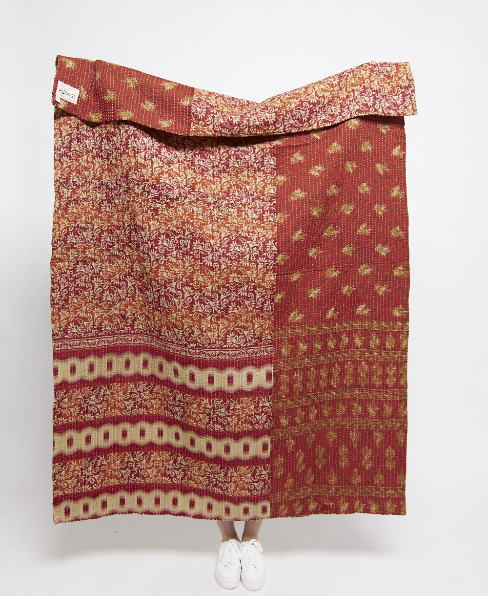 Artisan made kantha quilt throw