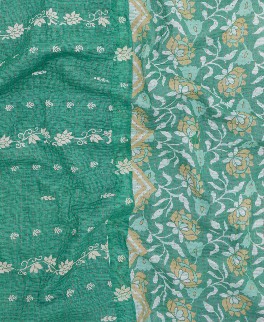 Kantha quilt throw made of recycled vintage saris