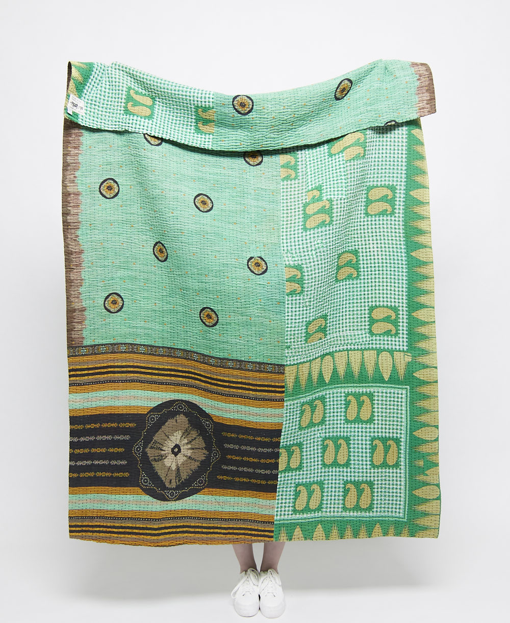 Artisan made kantha quilt throw