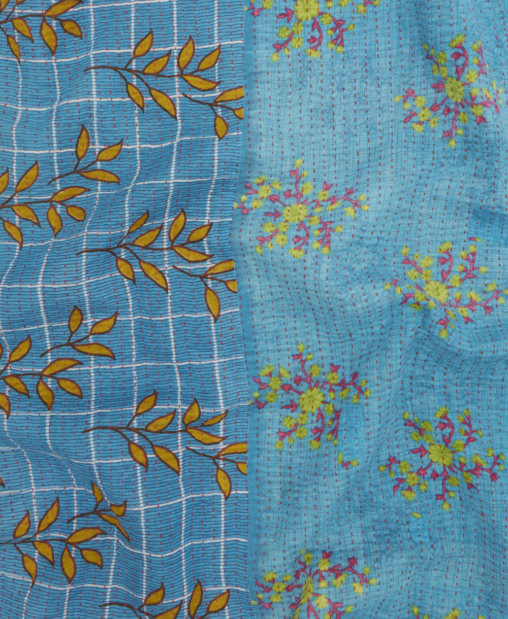 Kantha quilt throw made of recycled vintage saris