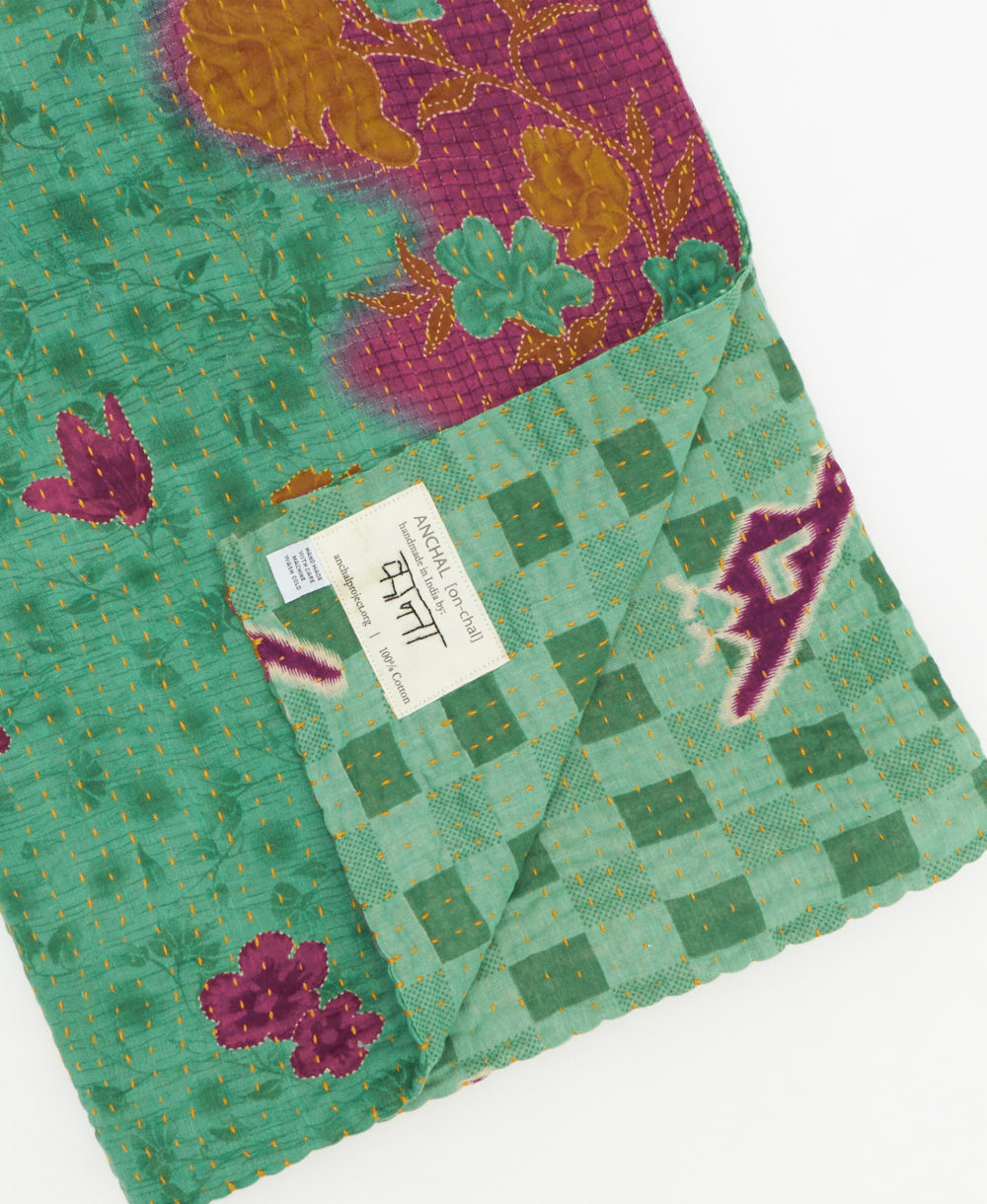 Kantha quilt throw traditional kantha hand stitching
