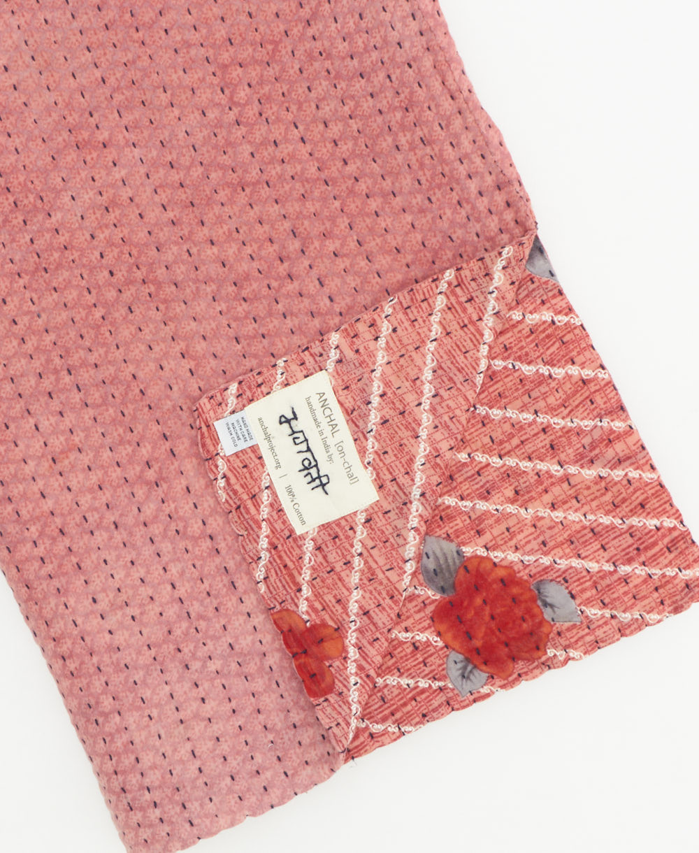 Kantha quilt throw traditional kantha hand stitching