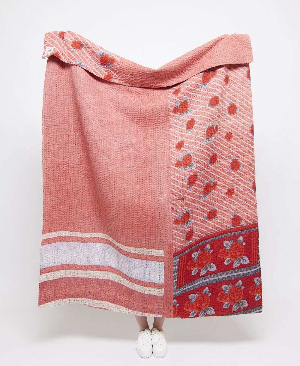 Artisan made kantha quilt throw