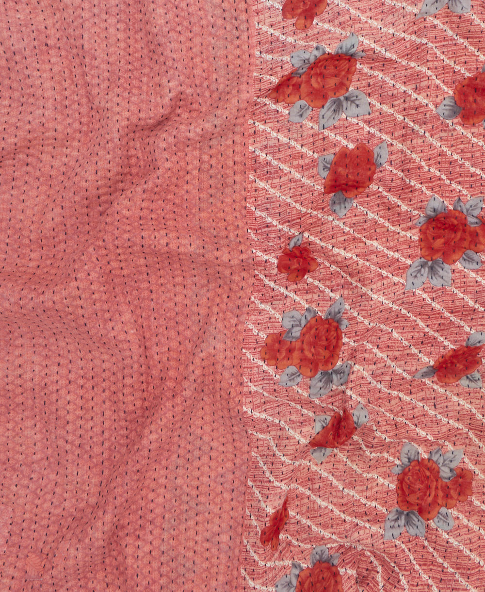 Kantha quilt throw made of recycled vintage saris