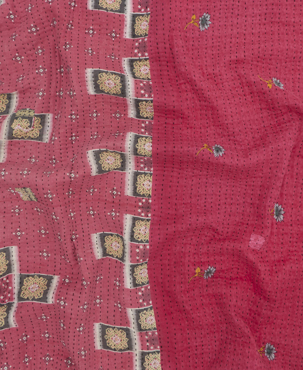 Kantha quilt throw made of recycled vintage saris