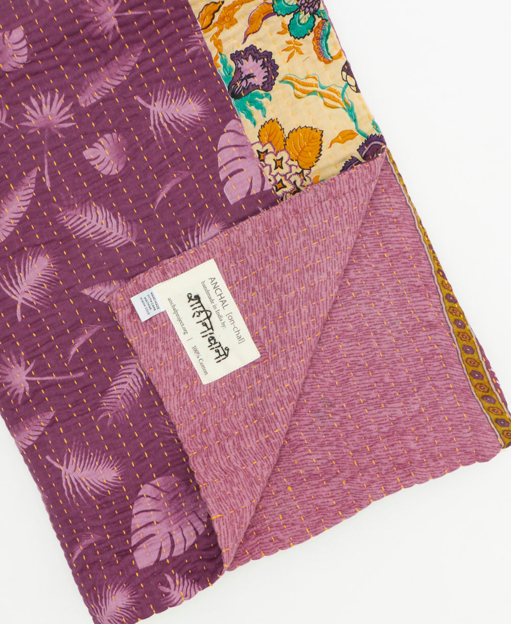 Kantha quilt throw traditional kantha hand stitching
