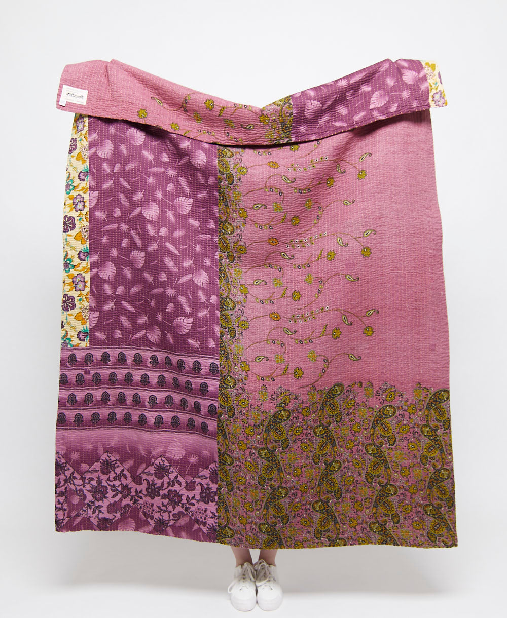 Artisan made kantha quilt throw