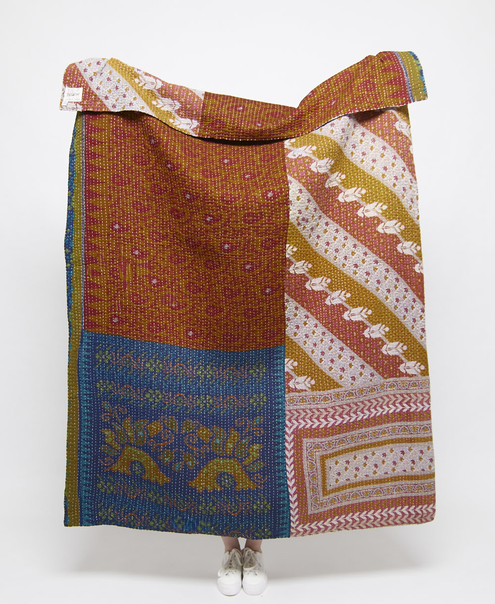 Artisan made kantha quilt throw