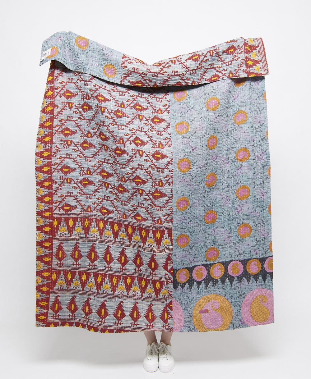 Artisan made kantha quilt throw