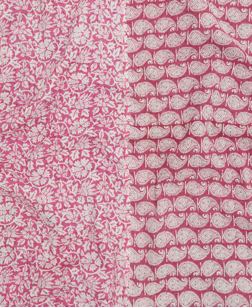 Kantha quilt throw made of recycled vintage saris