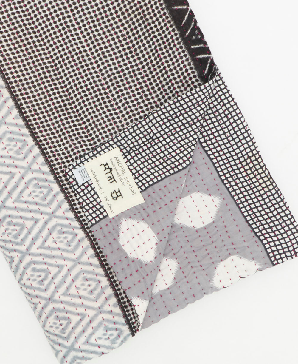 Kantha quilt throw traditional kantha hand stitching