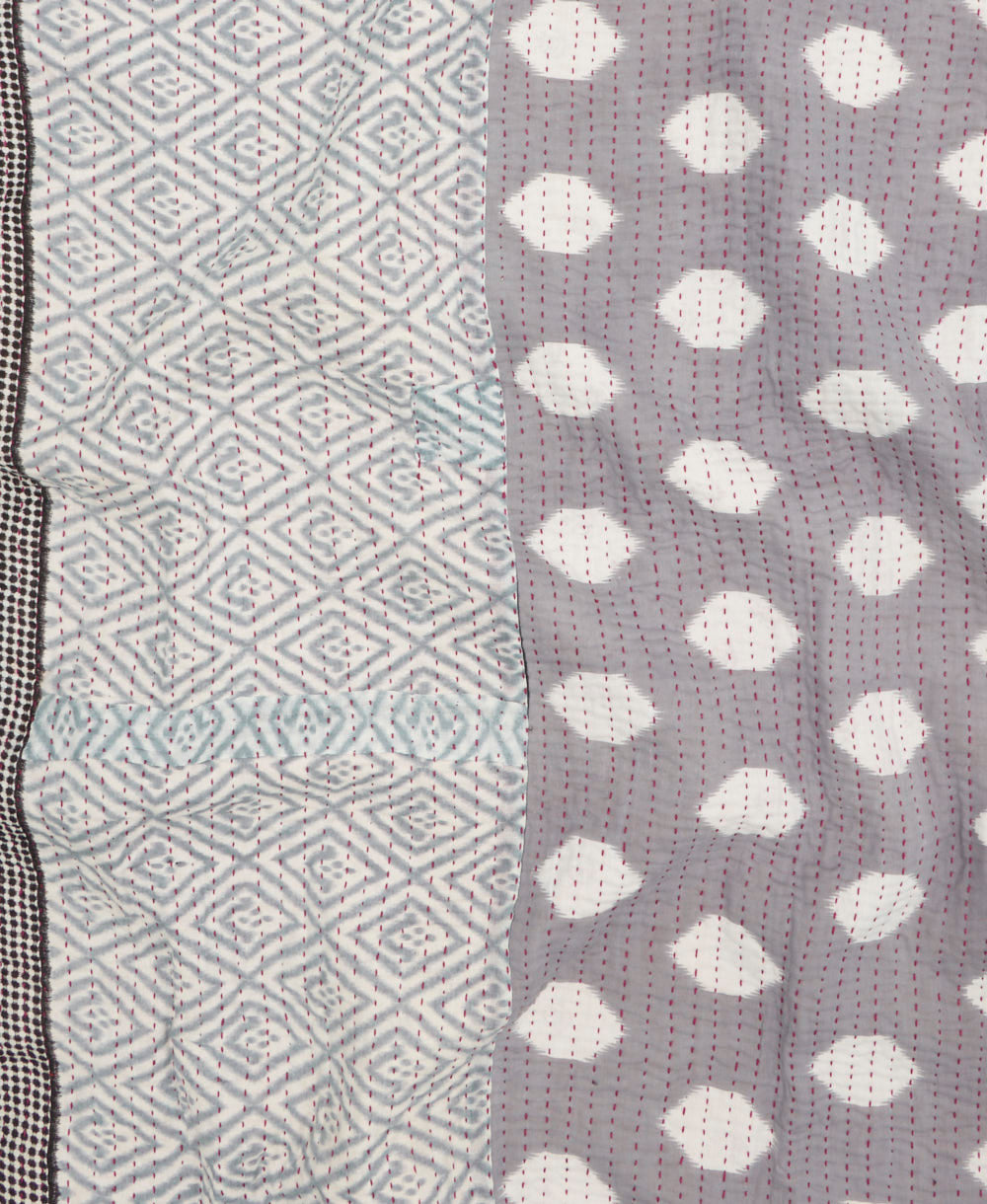Kantha quilt throw made of recycled vintage saris