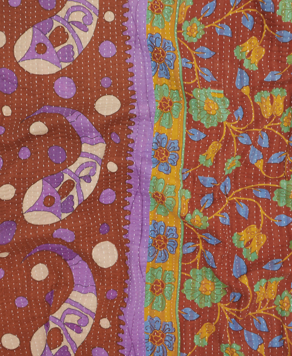 kantha quilt throw made of recycled vintage saris