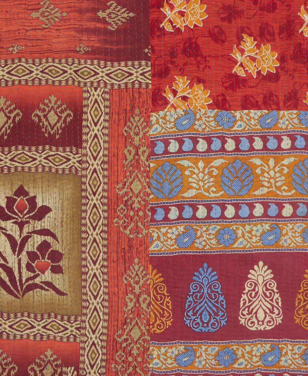 kantha quilt throw made of recycled vintage saris
