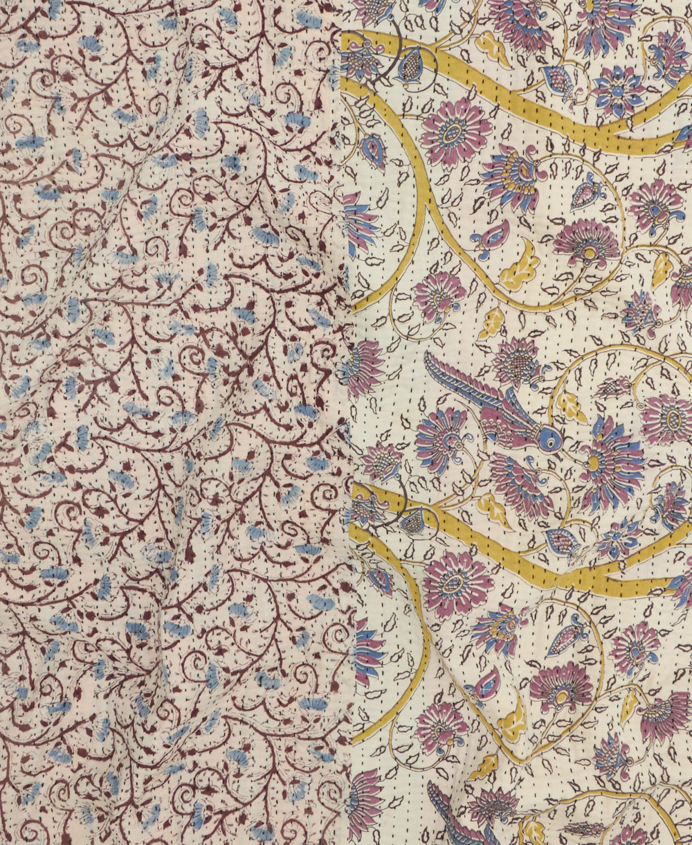 kantha quilt throw made of recycled vintage saris