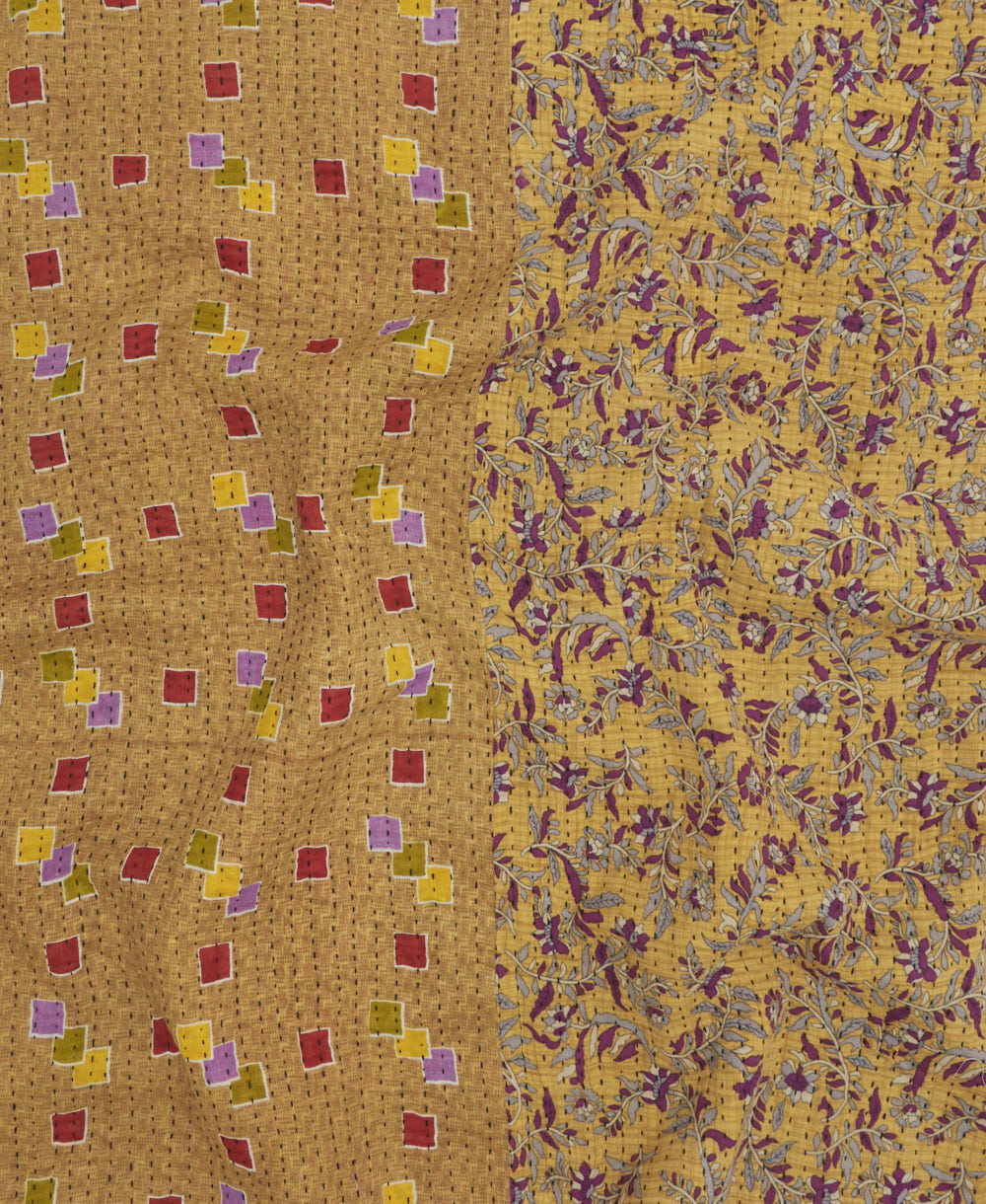 kantha quilt throw made of recycled vintage saris
