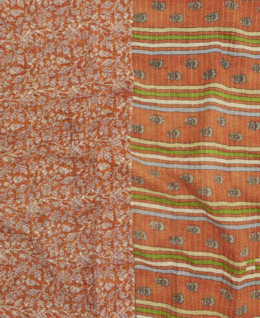 kantha quilt throw made of recycled vintage saris