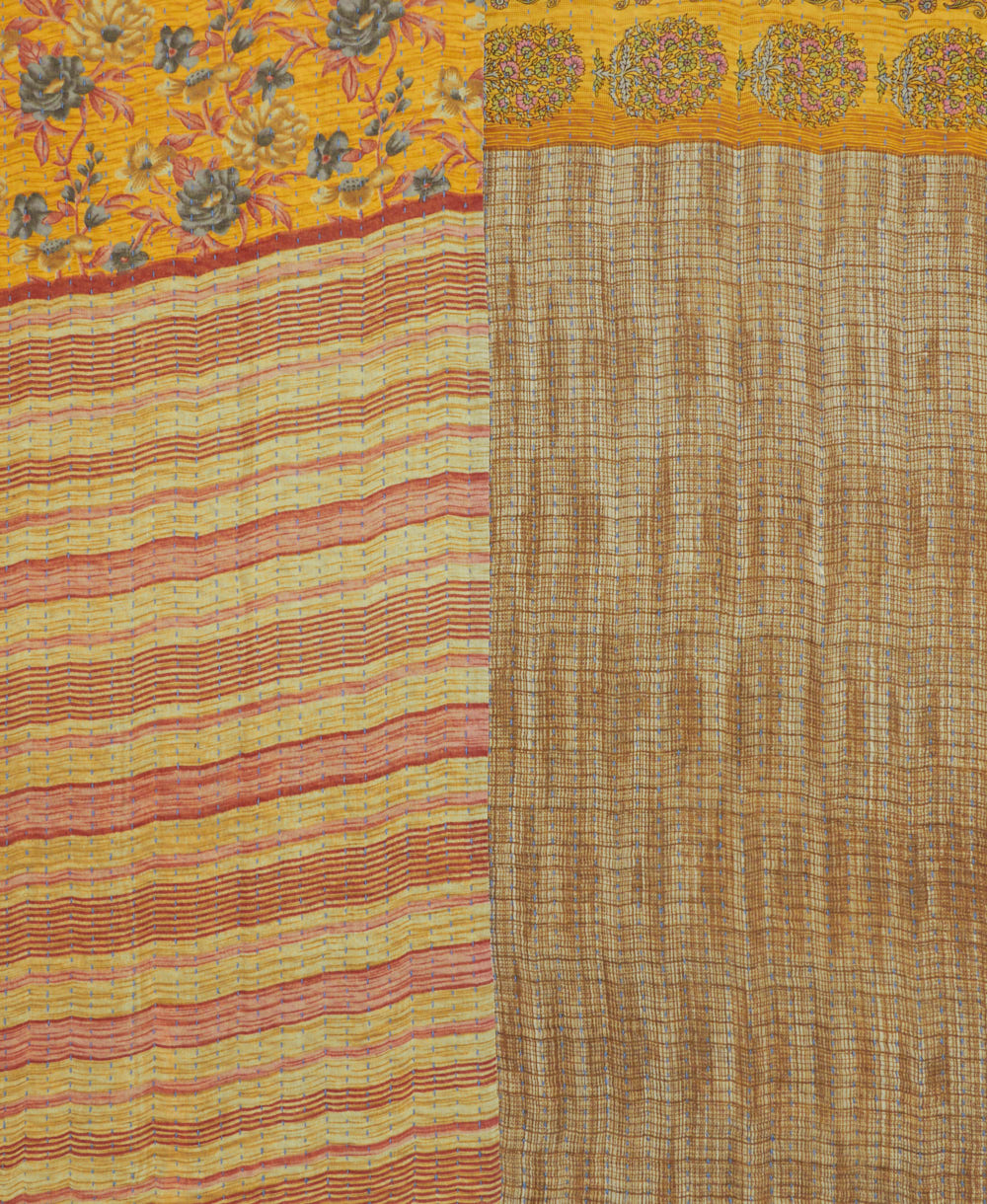 kantha quilt throw made of recycled vintage saris