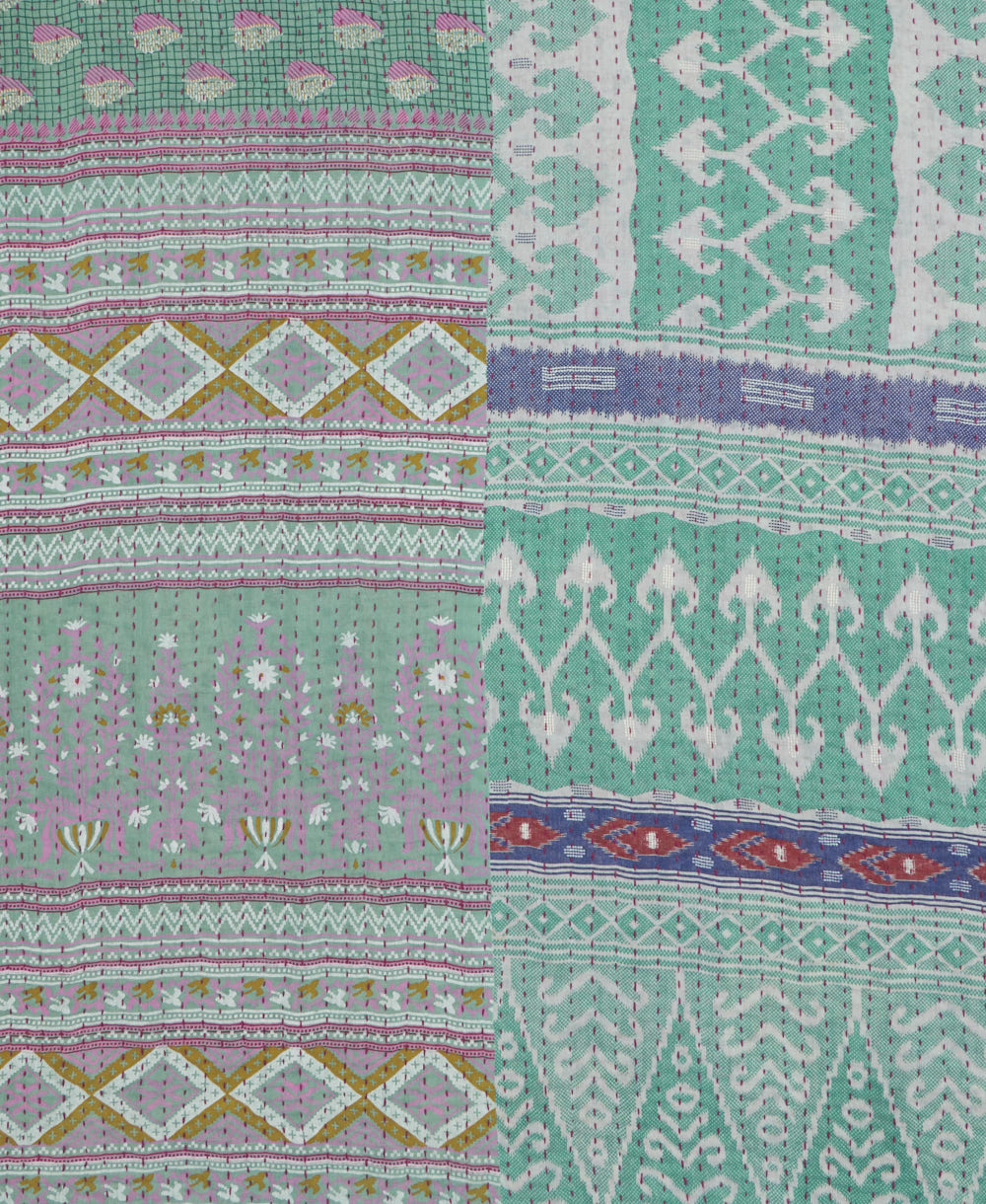 kantha quilt throw made of recycled vintage saris