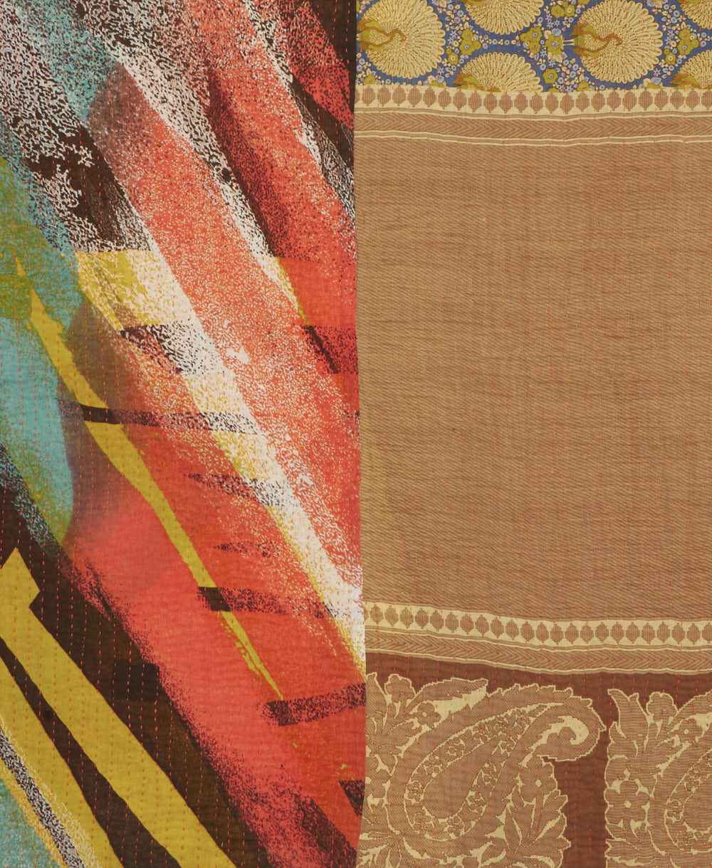 kantha quilt throw made of recycled vintage saris