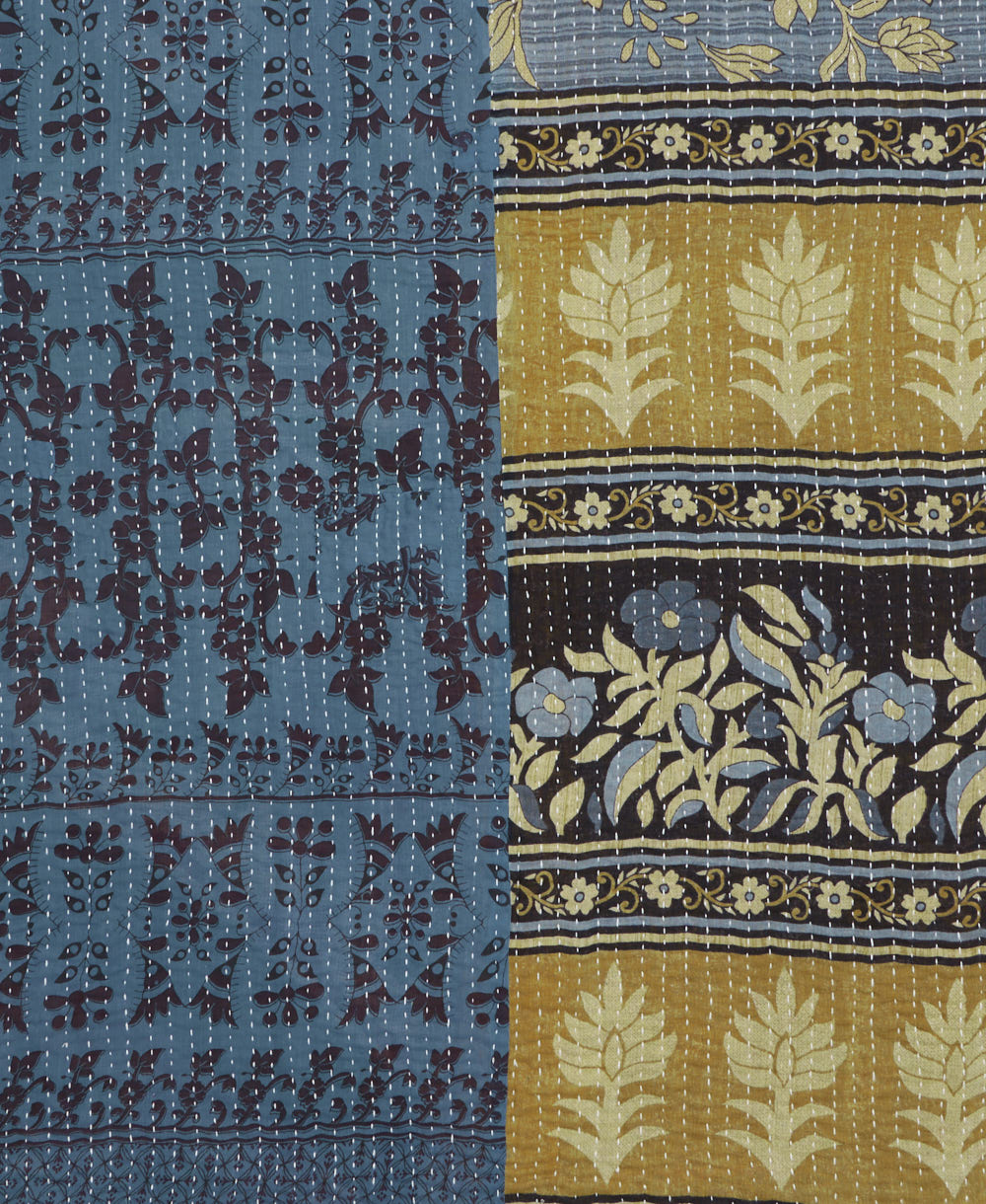 kantha quilt throw made of recycled vintage saris