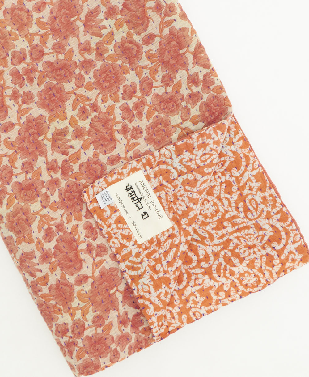 kantha quilt throw featuring traditional kantha hand stitching