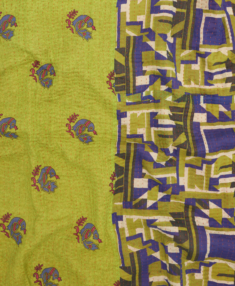 kantha quilt throw made of recycled vintage saris