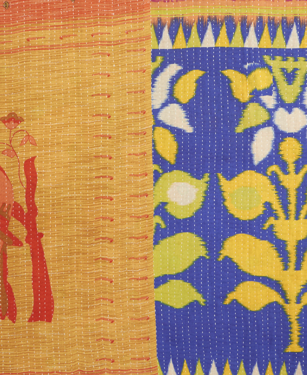 kantha quilt throw made of recycled vintage saris