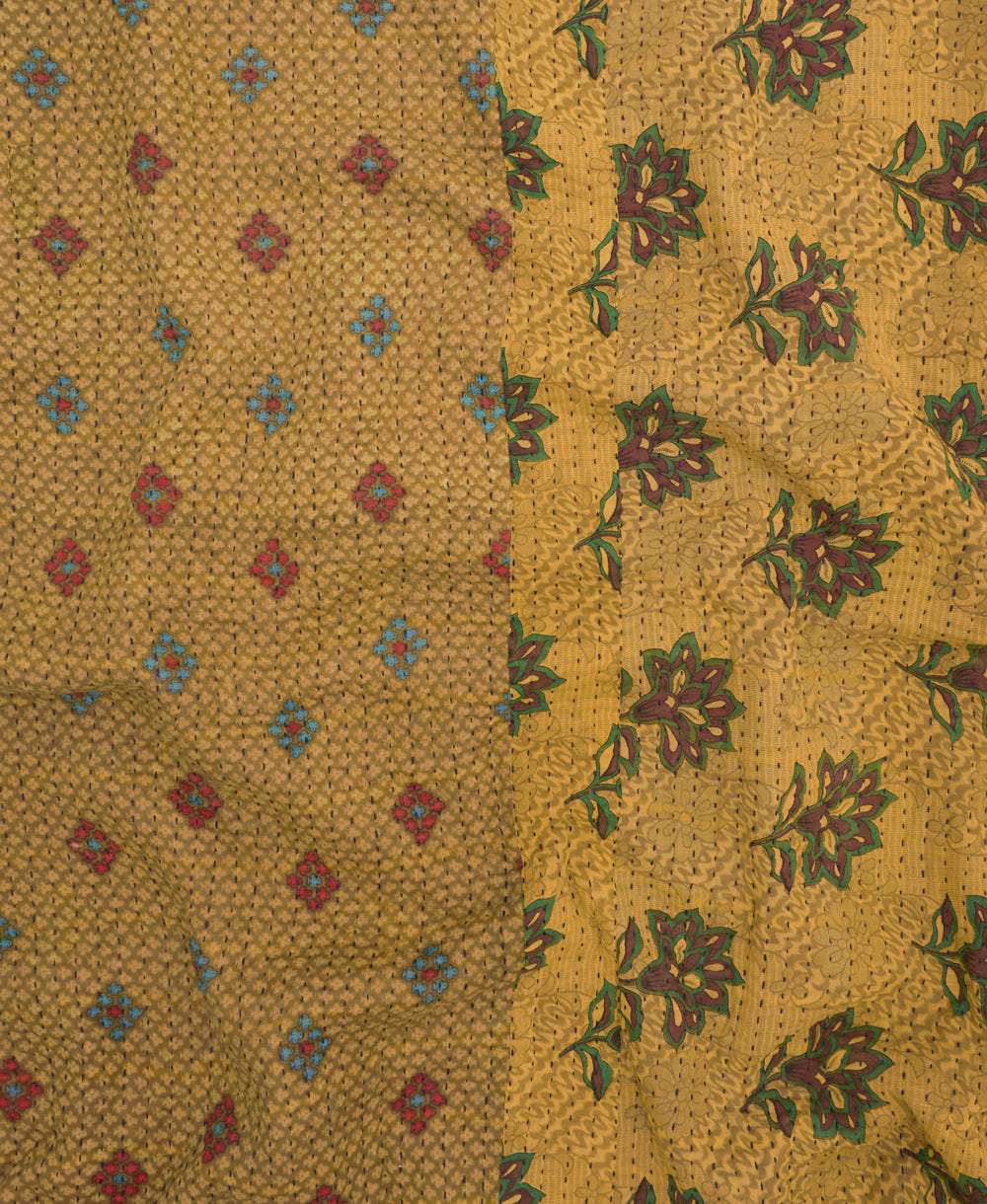 kantha quilt throw made of recycled vintage saris