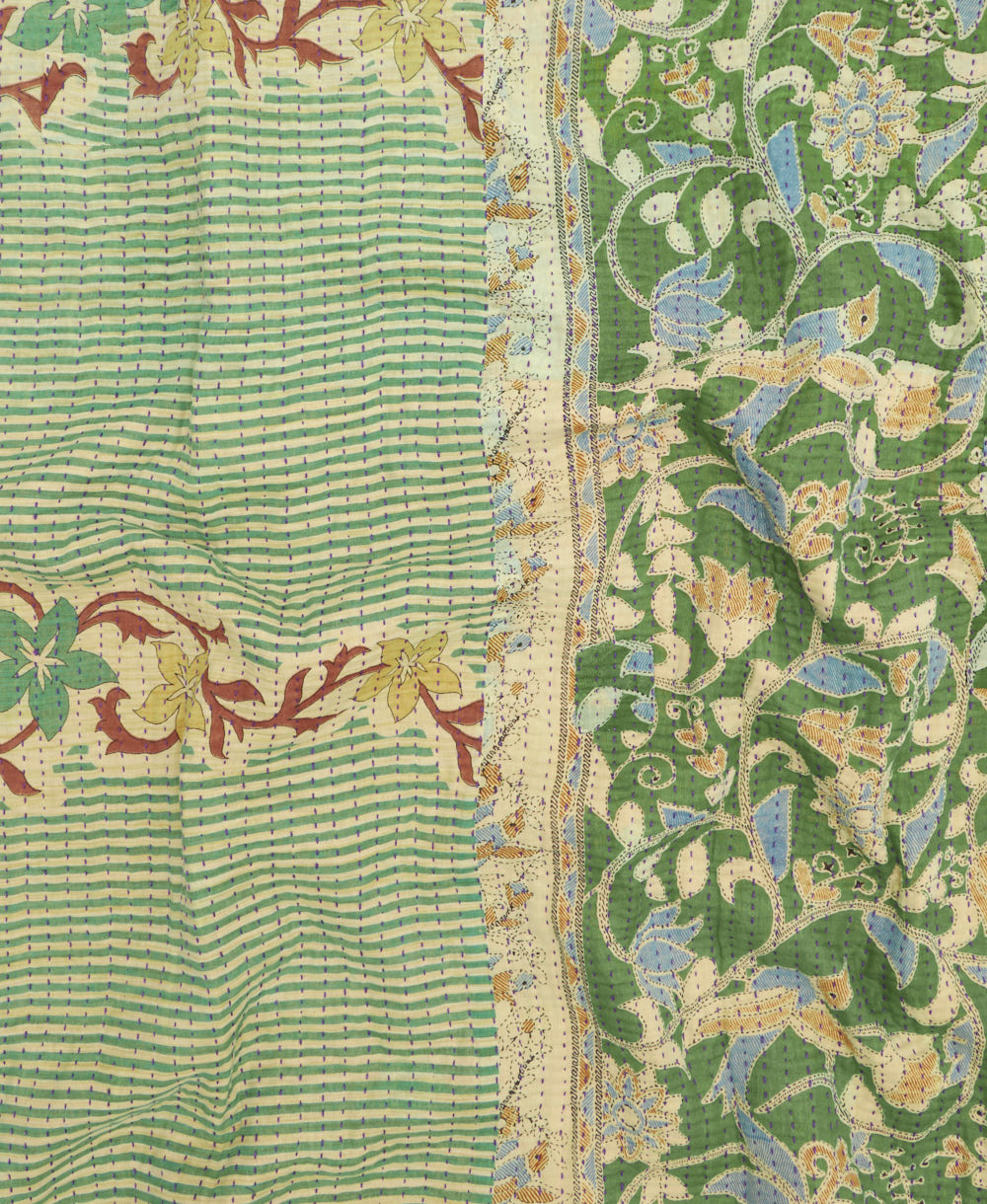 kantha quilt throw made of recycled vintage saris