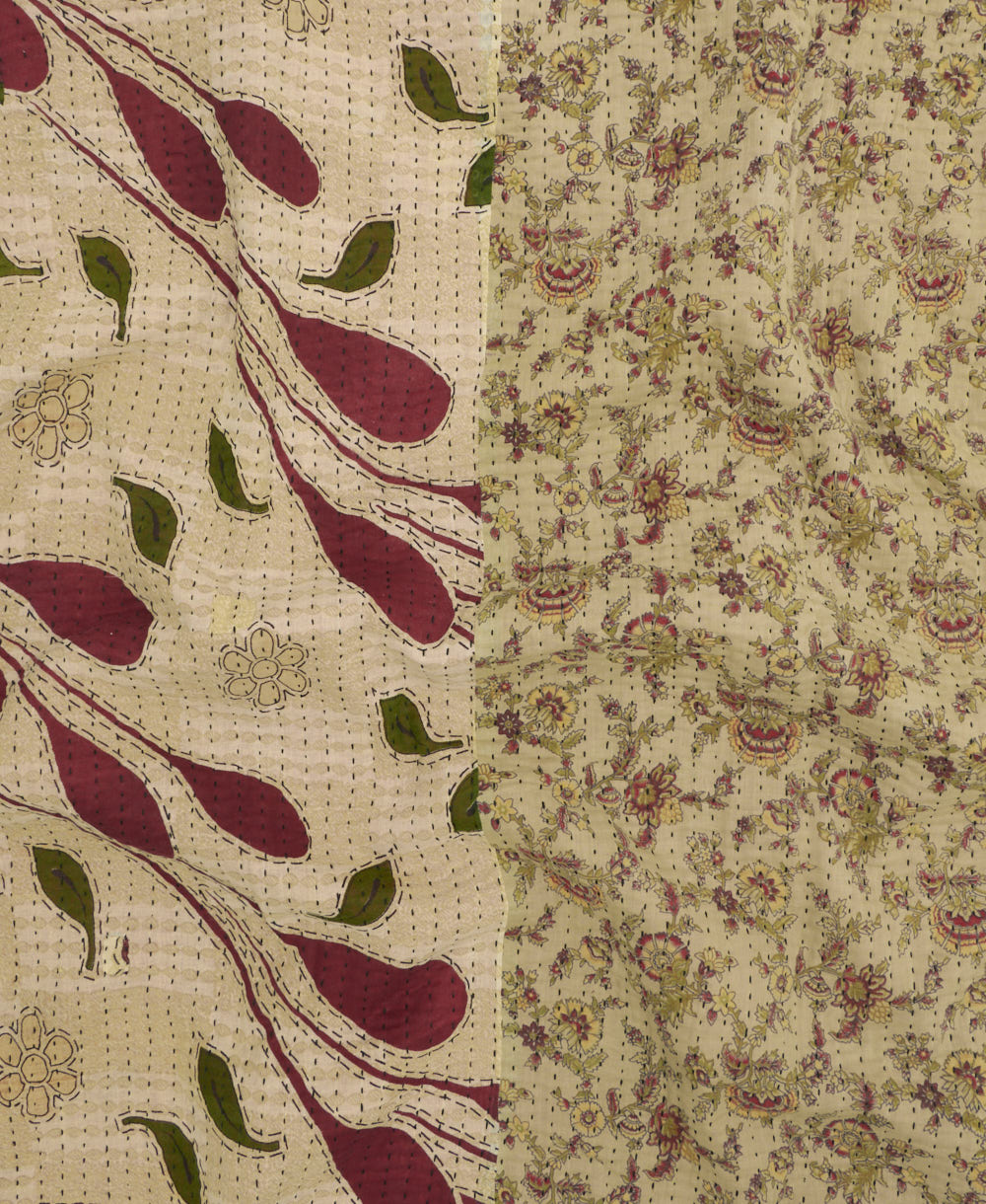 kantha quilt throw made of recycled vintage saris