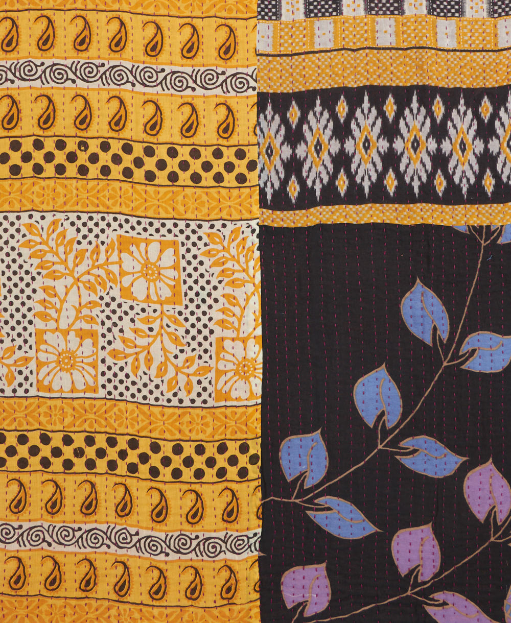 kantha quilt throw made of recycled vintage saris