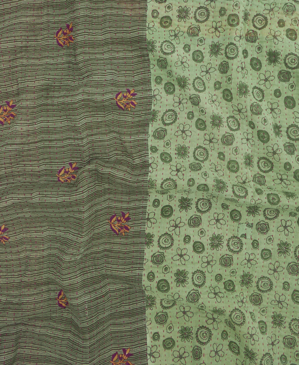 kantha quilt throw made of recycled vintage saris