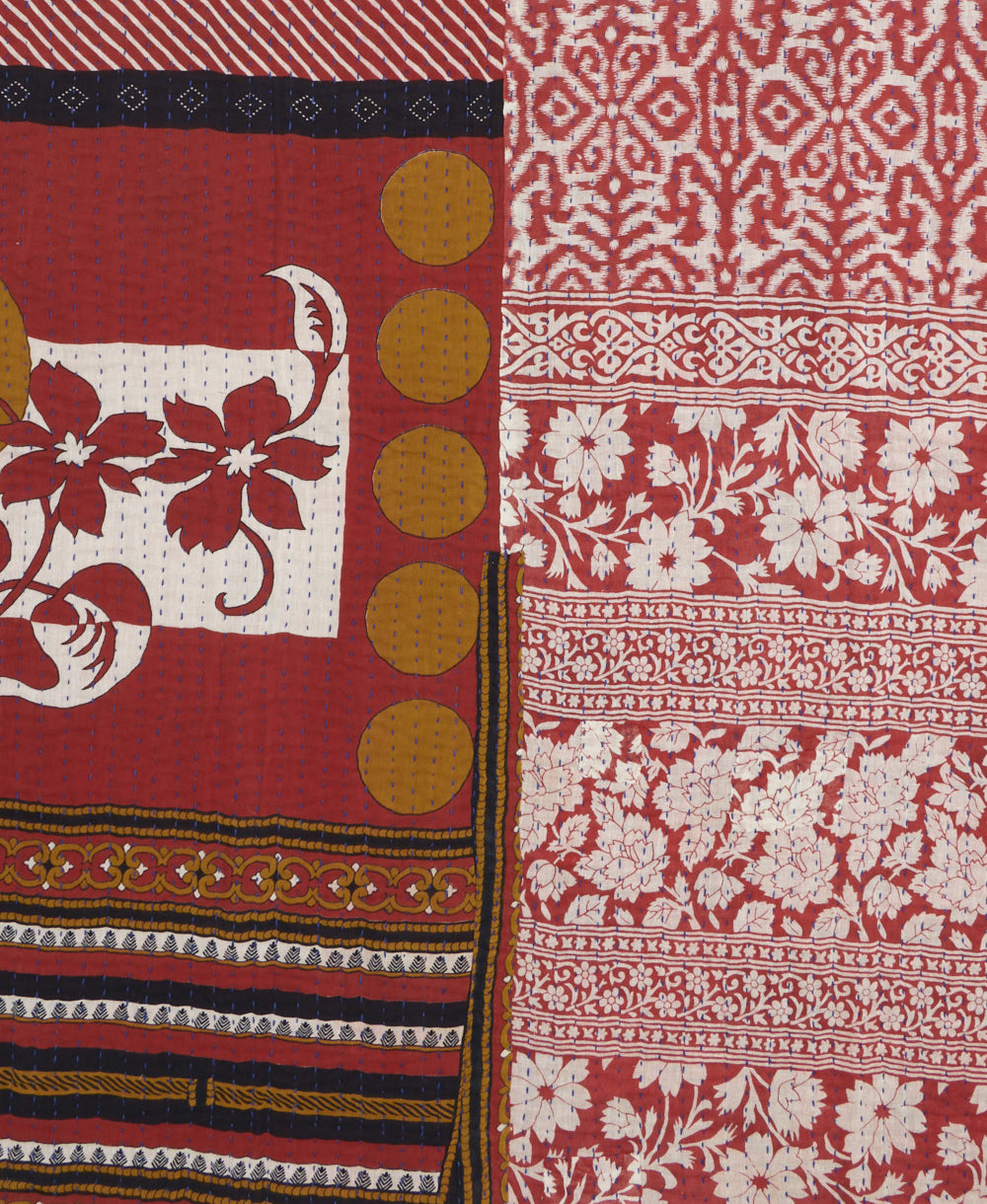 kantha quilt throw made of recycled vintage saris