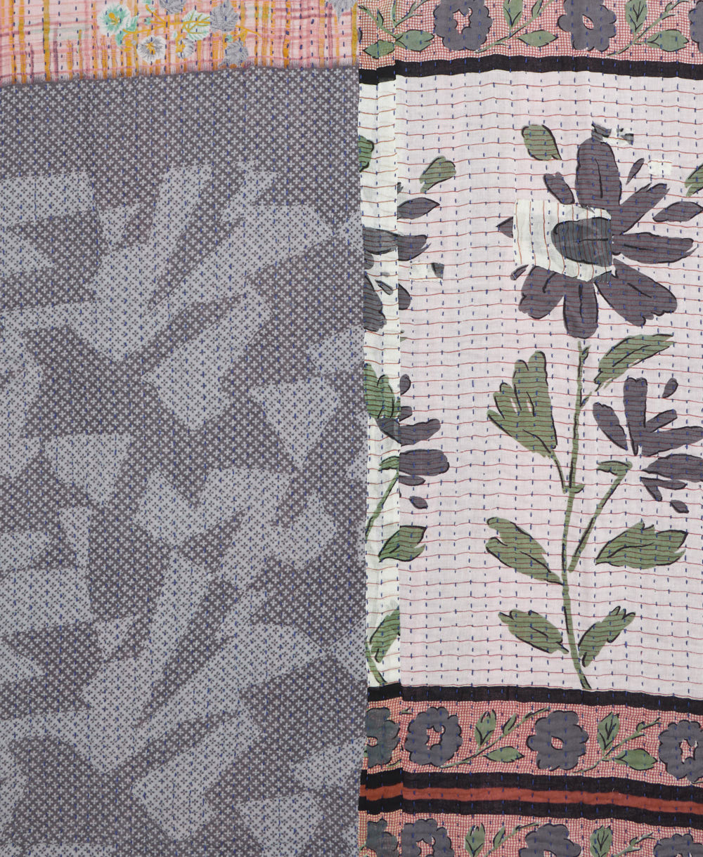 kantha quilt throw made of recycled vintage saris