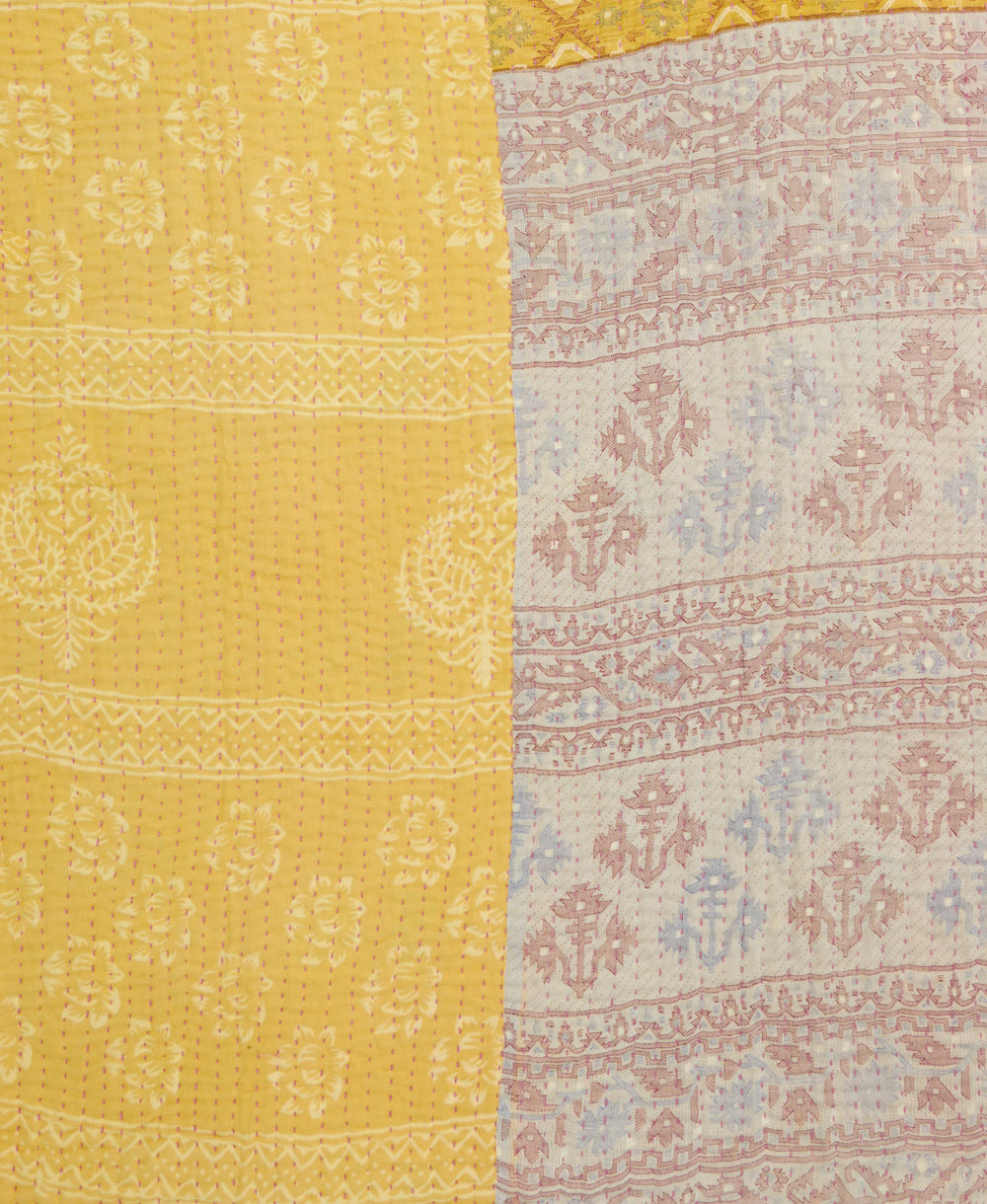 kantha quilt throw made of recycled vintage saris