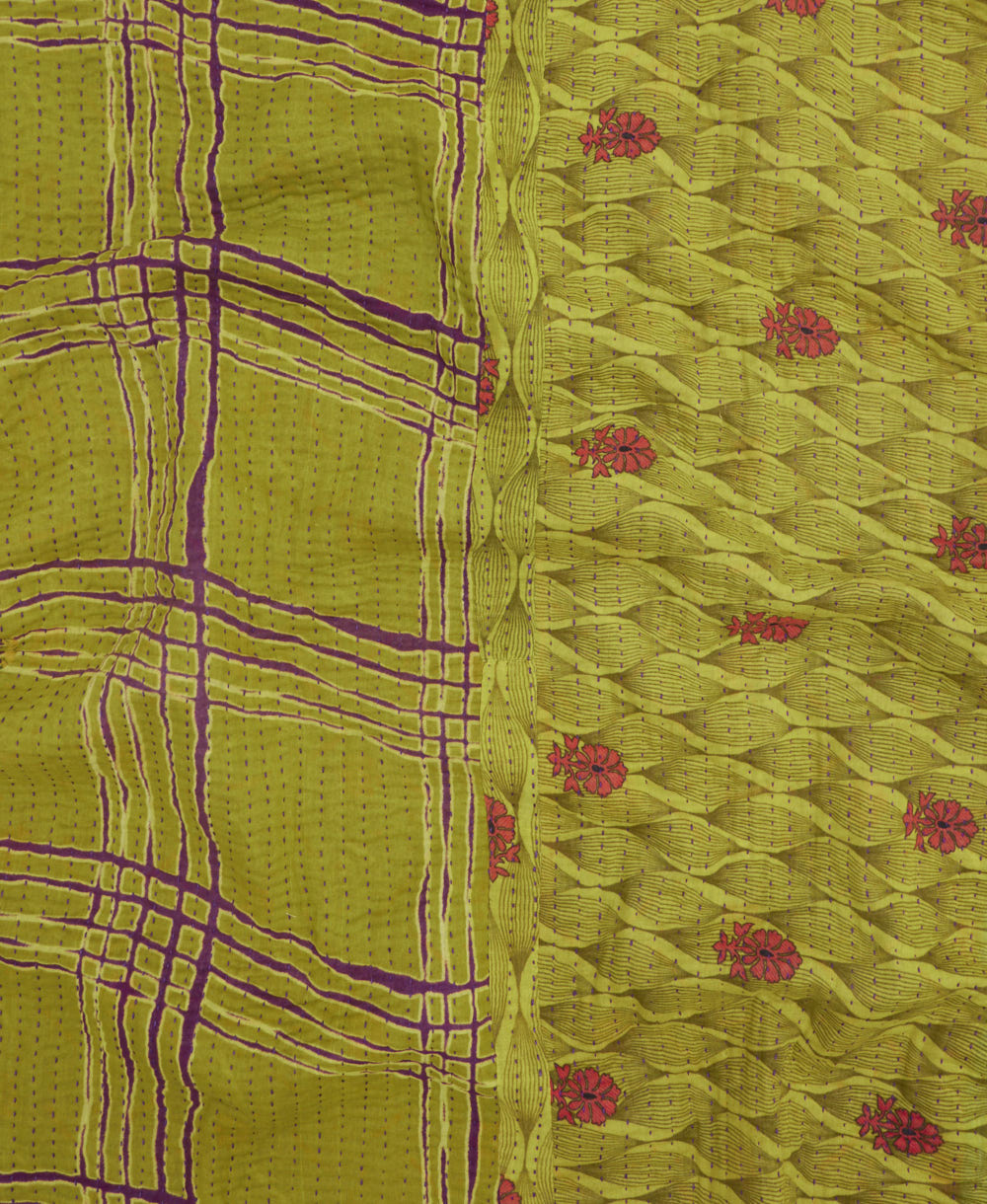 kantha quilt throw made of recycled vintage saris