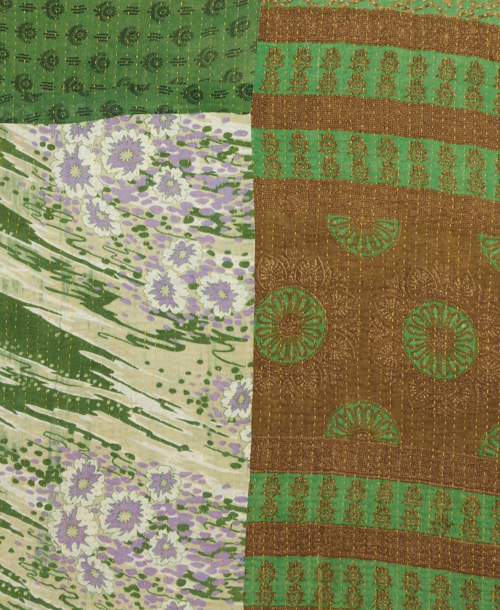 kantha quilt throw made of recycled vintage saris
