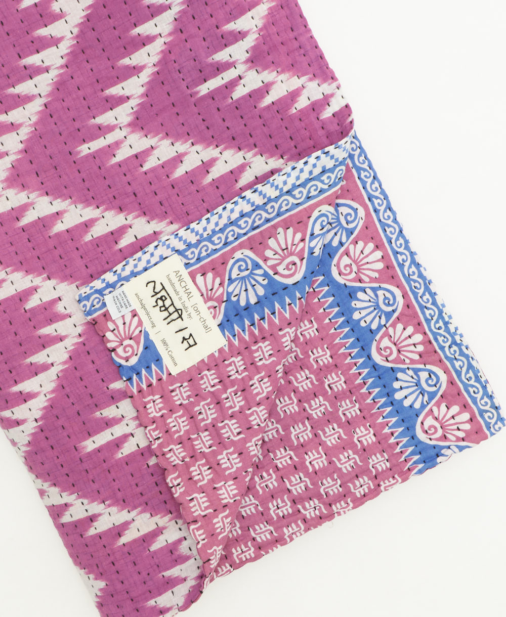 kantha quilt throw featuring traditional kantha hand stitching