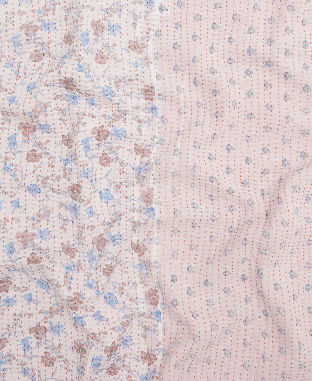 kantha quilt throw made of recycled vintage saris