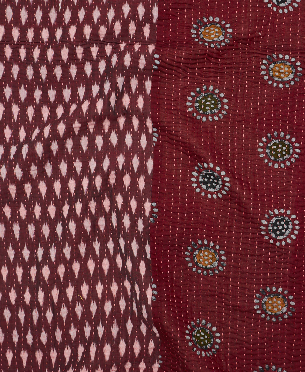 Kantha quilt throw made of recycled vintage saris