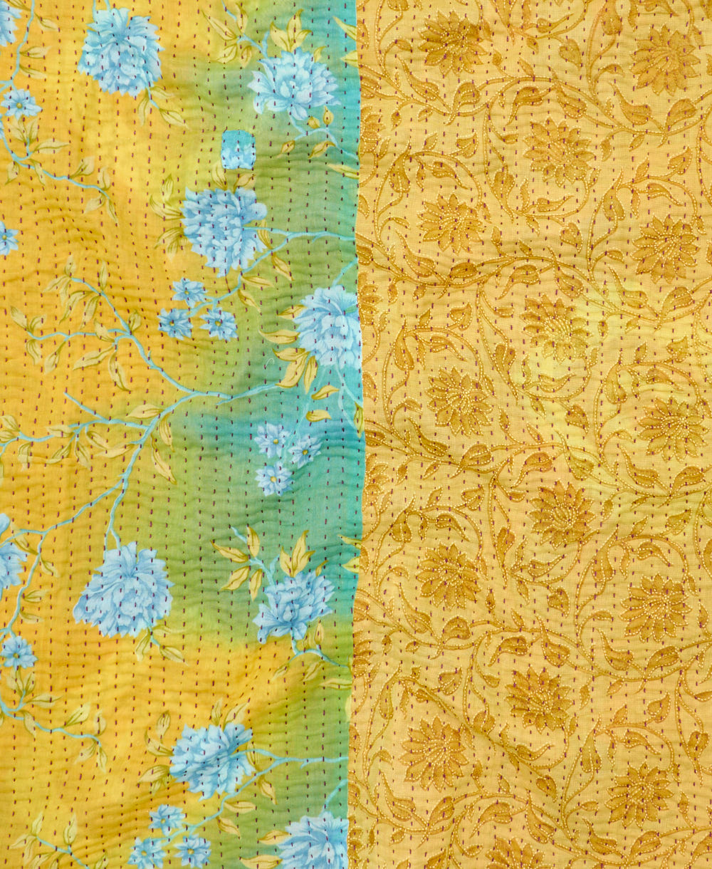 Kantha quilt throw made of recycled vintage saris