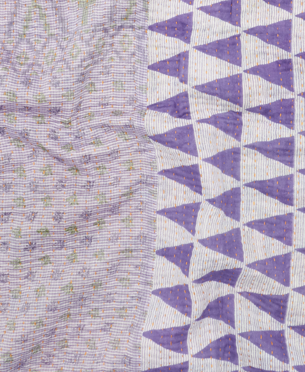 Kantha quilt throw made of recycled vintage saris