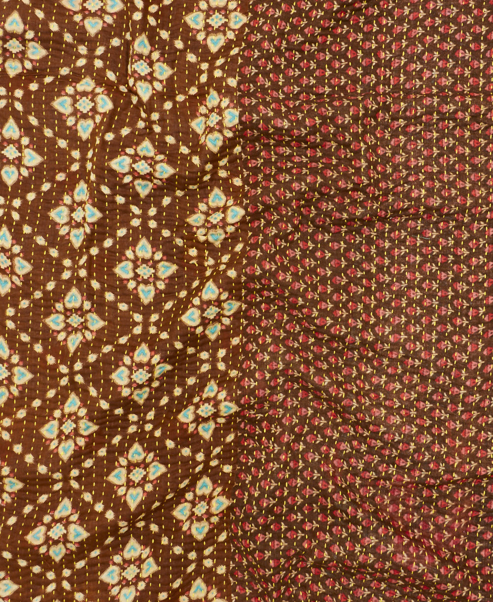 Kantha quilt throw made of recycled vintage saris