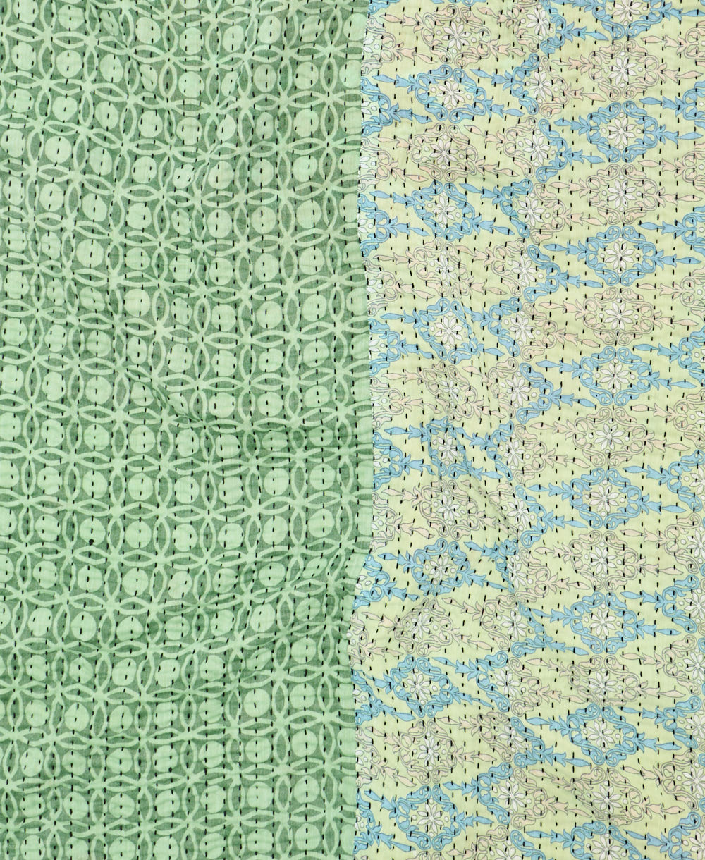 Kantha quilt throw made of recycled vintage saris